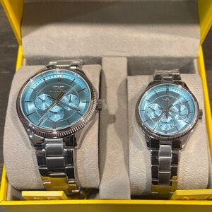 Invicta Men's Silver and Blue Watch Duo 42mm & 34mm